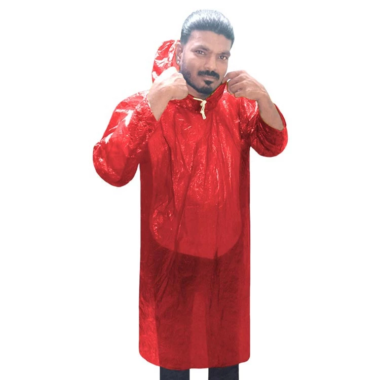 Red transparent raincoat deals