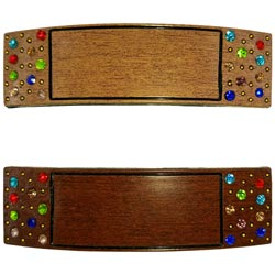 Girls,Women Wood Pattern with Multicolor Stones Hair Clips(1Set-3Pcs)