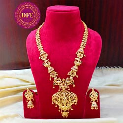 Krishna with Peacock Necklace with Earrings Set