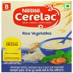 Nestle Ceralac RICE VEGETABLES Rich in Protein 8-24months-300gm Carton