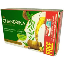 Chandrika Ayurvedic Soaps for Glowing Skin(2*75gm=150gm)-17g Active Salt FREE
