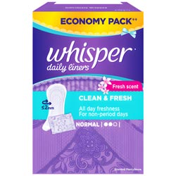 Whisper Daily Liners Fresh Scent for Non-Peroid Days-Normal/40Liners Carton