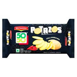 Britannia 50 50 Potazos Chilli Americana Spicy Flavoured Crisps Biscuits-Pouch