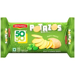 Britannia 50 50 Potazos Mint Magic Spicy Flavoured Crisps Biscuits-Pouch
