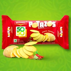 Britannia 50 50 Potazos Masti Masala Spicy Flavoured Crisps Biscuits-Pouch