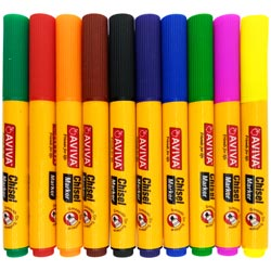 Aviva Chisel Multicolor Marker Smooth on Surface,Non Toxic with 10 Shades