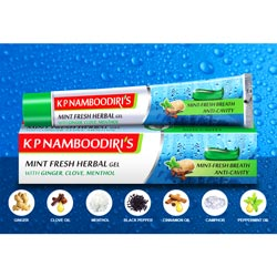 KP Namboodiri's Mint Fresh Herbel Gel with Ginger,Clove,Menthol for Anti Cavity