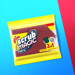 Vim Scrub Magic 2 in 1 Soft Scrubber with Steel Knitted Cloth-(43% MEGA SAVER)