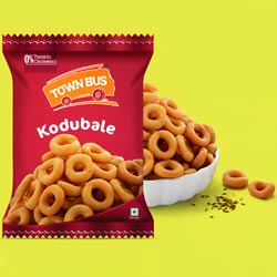 Town Bus Rice Kodubale Mini Round Murukku Snacks,Round Muruku-135gm Pouch