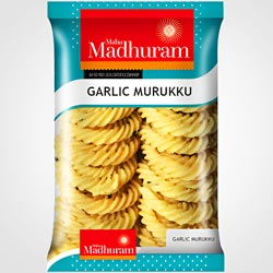 Maha Madhuram Garlic Murukku/Garlic Savory Twisting Snacks-20Pcs Pouch
