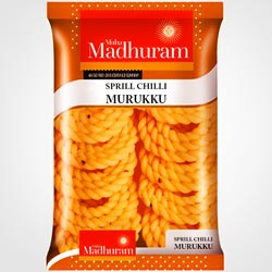 Maha Madhuram Special Sprill Chilli Murukku,Savory and Spicy Snacks-17Pcs Pouch