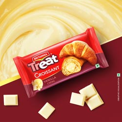 Britannia Treat Vanilla Creme Croissant Soft Snacks-45gm Pouch