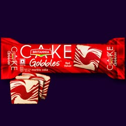 Britannia Gobbles Red Velvet Flavoured Sliced Marble Cakes-110gm Pouch