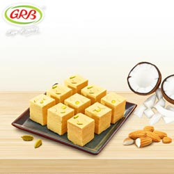 GRB Coconut Soan Papdi with Nuts Soft and Delicious Snacks-200gm Pouch