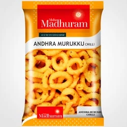 Maha Madhuram Andhra Murukku Chilli/Andhra Savory Ring Snacks-150gm Pouch