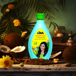 Aswini Hair Oil Controls Hair Fall,Prevents Dandruff with 4 Active Protections