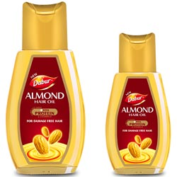 Dabur Almond Hair Oil Enriched with Soya Protein & 10X Vitamin E-95ml+45ml FREE