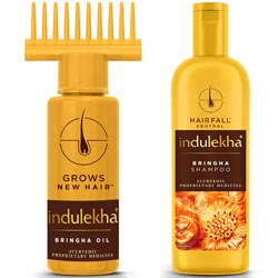 Indulekha Bringha Oil for Growimg New Hair,Ayurvedic Oil-100ml/50ml Shampoo Free