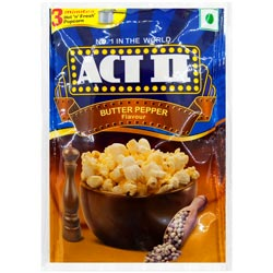 ACT 2 Popcorn 3 Minuites Hot & Fresh Popcorn Butter Pepper Flavour-70gm Pouch
