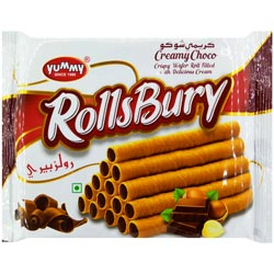 Yummy Rollsbury Creamy Choco Creamy Wafer-60gm Pouch