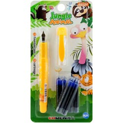 Jungle Animal Fountain Pen with 9 Jumbo Cartridges FREE