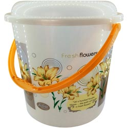 Fancy Hard Plastic Printed Bucket with Handle & Cap(Diameter=27.5cm ; Height=27.