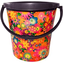 Printed Capless Multipurpose Bucket with Handle-D=31cm ; H=32cm/Color may vary