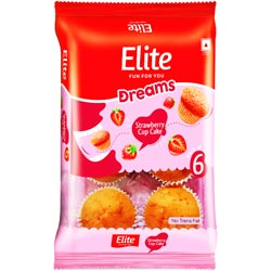Elite Dreams Strawberry Cup Cake with No Transfat-Pack of 6/140gm Pouch