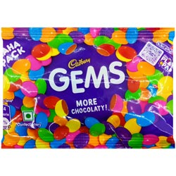 Cadbury Gems,Multicolor More Chocolaty Candy-15.8gm Pouch