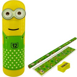 Minion Model Writing Kit Gift Set,Minion Box,Printed Pencil,Scale,Sharpener