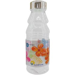 Sunshine Fully Transparent Printed Water Bottle with Steel Cap-1000ml approx