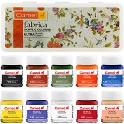 Camel Fabrica Acrylic Colours Ultra 10 Assorted Shades-15ml Each Bottle