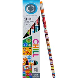 DOMS Chill 10HB Super Dark Eraser Tipped Graphite Pencils-Sharpener Free