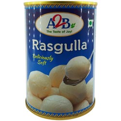 A2B Rasagulla Deliciously Soft Sweets-10 Pcs/500gm Tin