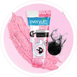 Everyuth Anti Pollution Pink Clay and Charcoal Face Wash,Paraben Free-50gm
