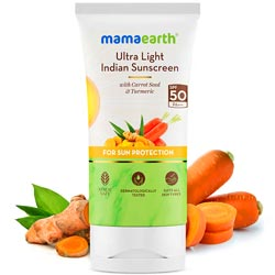 Mamaearth Ultra Light Sunscreen SPF 50+++ with Carrot Seed and Turmeric-50gm