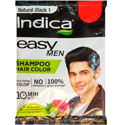 Indica Easy Men Shampoo Hair Color,No Ammonia,100% Grey Coverage-10ml
