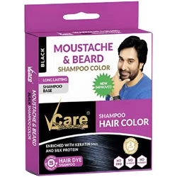 Vcare Shampoo Hair Color Black,Moustache and Beard Shampoo Color-5ml