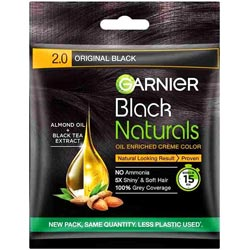 GARNIER Black Naturals Oil Enriched Creme Color 5X Shiny,No Ammonia-20ml+20gm