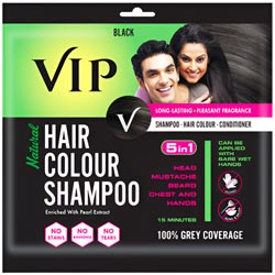 VIP 5 in 1 Natural Hair Color Shampoo with Pearl Extract,Black Color-40ml