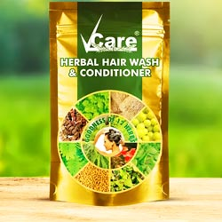 Vcare Herbal Hair Wash and Conditioner with Goodness of 12 Herbs-100gm Pouch