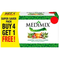 BUY 4 GET 1 FREE Medimix Classic Ayurvedic Soaps with 18 Herbs-5N*150gm