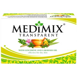 Medimix Transparent Soap with Glycerine,Lakshadi Oil for Dry Skin-75gm