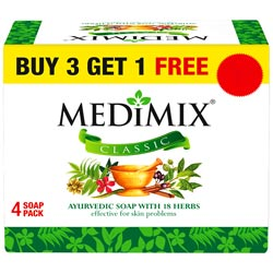BUY 3 GET 1 FREE Medimix Classic Ayurvedic Soap with 18 Herbs-4N*75gm