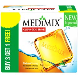 BUY 3 GET 1 FREE Medimix Clear Glycerine Natural Toning with Honey-4N*100gm