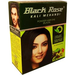 Black Rose Kali Mehendi Black Powder Hair Dye for Silky and Shiny Hair-50gm