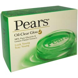 Pears Oil Clear Glow Bathing Bar,Soap 98% Pure Glycerin,Lemon Flower Extract-75g