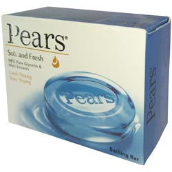 Pears Soft and Fresh Bathing Bar,Soap,98% Pure Glycerin,Mint Extracts-100gm Bar