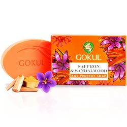 Gokul Saffron and Sandalwood Age Protect Soap,Bathing Bar-75gm Bar