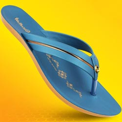 Walkaroo Basix Ladies V Straps Slippers-Art No:WLB70403/PEACOCK BLUE
